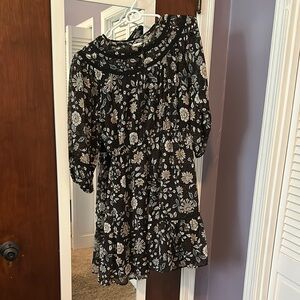 LOFT Black and White Floral Dress